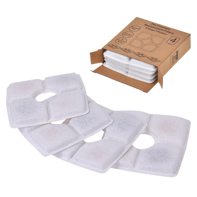 DEWEL 4 Packs Cat Fountain Filter Flower Pet Fountain Replacement Filters Activated Carbon Water Dispenser Filters - Image 2